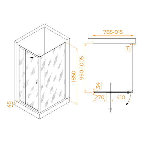 картинка Душевой уголок RGW PA-44B (PA-02B + Z-050-1B) от магазина Сантехстрой