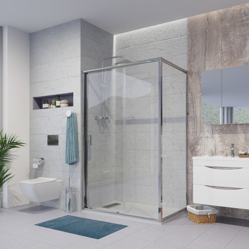 картинка Душевое ограждение Niagara Nova NG-62-13A-A80 (130х80х195) прямоугольник,хром,двери раздвижные,стекло прозрачное,2 места от магазина Сантехстрой