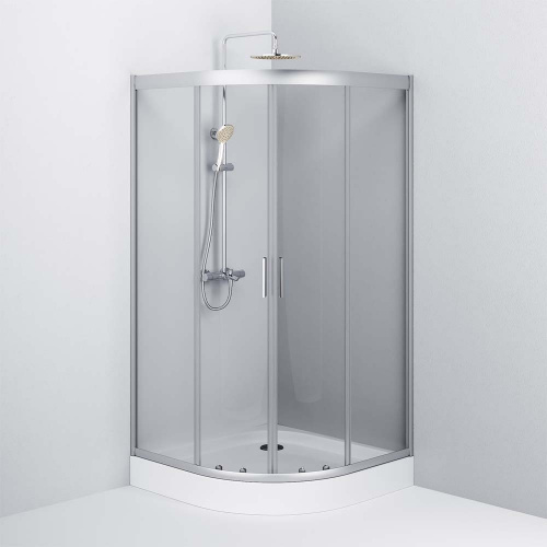картинка W90G-401-100WT Gem душевое ограждение 100х100, стекло прозрачное, профиль матовое серебо,без поддона от магазина Сантехстрой