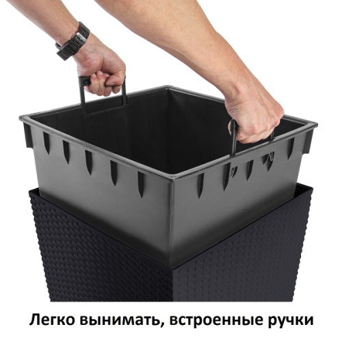 картинка Кашпо для цветов Prosperplast Rato Low 64+37л, антрацит от магазина Сантехстрой