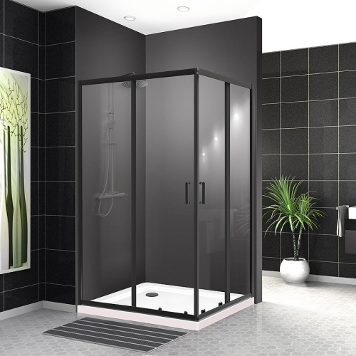 картинка Душевой уголок BelBagno Uno 120х90 UNO-195-AH-2-120/90-C-NERO профиль Черный матовый стекло прозрачное от магазина Сантехстрой