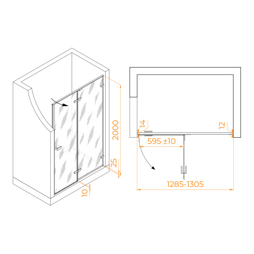 картинка Душевая дверь RGW SV-004Gr (Матовое-Сатинат, 1300) от магазина Сантехстрой