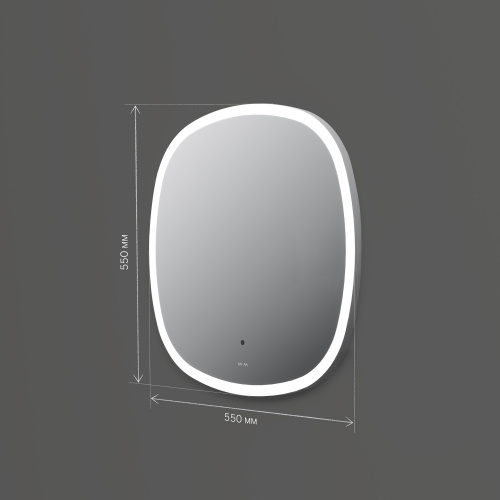 картинка M8FMOX0551WGS Зеркало универсальное с контурной LED-подсветкой, ИК- сенсором, квадрат, 55 см от магазина Сантехстрой
