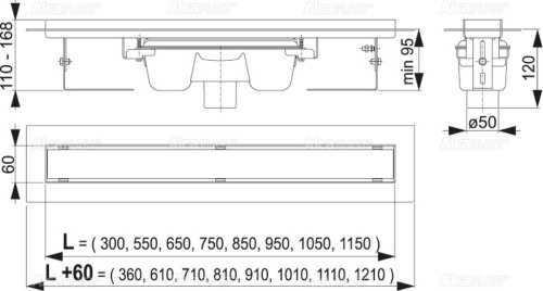 картинка Душевой лоток Alcadrain Professional без решетки (APZ1006-650) от магазина Сантехстрой