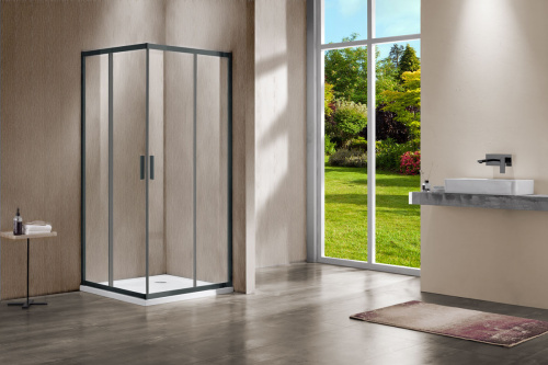 картинка Душевой уголок Garda VSS-1G1212CLGM, 1200*1200, вороненая сталь, стекло прозрачное от магазина Сантехстрой