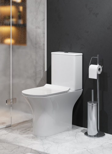 картинка Унитаз Classic GR-4465S (650*340*790) напольный БЕЗОБОДКОВЫЙ с тонкой крышкой, 2 места от магазина Сантехстрой