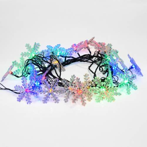 картинка Гирлянда светодиодная Снежинки 30 LED МУЛЬТИКОЛОР 4,4 метра с контроллером от магазина Сантехстрой