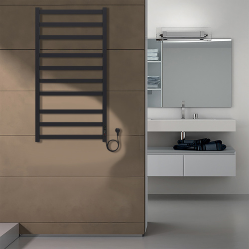 картинка Полотенцесушитель электрический AZARIO PALERMO 500/1000 квадрат, 10 секций, диммер справа, черный (AZ83850B) от магазина Сантехстрой