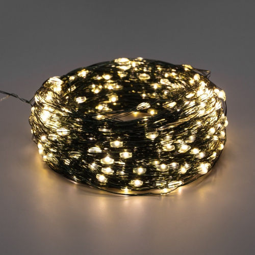 картинка Гирлянда Роса с контроллером 50м,  500LED,  IP20, 230В,  зеленый провод,  теплое белое свечение от магазина Сантехстрой