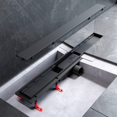 картинка W02SC-U11-070-04BM PrimeFlow Трап для душа линейный универс затвор Tile 70см цвет черн мат от магазина Сантехстрой