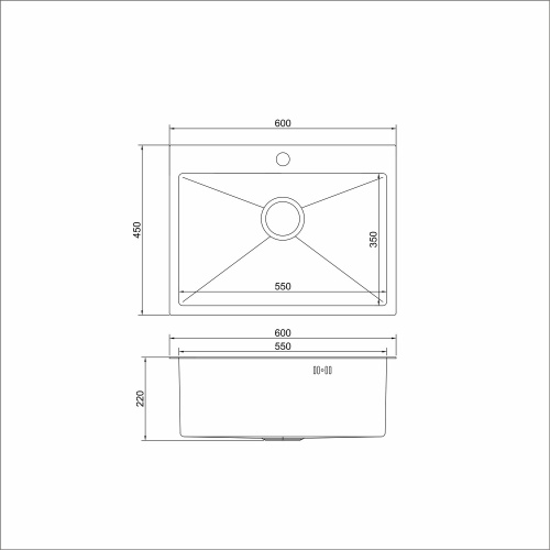 картинка Кухонная мойка 60х45  вып 3 1/2  MIXLINE PRO 22см с сифоном сатин НАНО (552932) от магазина Сантехстрой