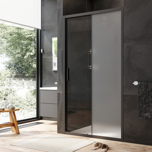 картинка W90G-110-1-195BM Gem Solo Дверь душевая 110х195, стекло матовое, профиль черный матовый от магазина Сантехстрой