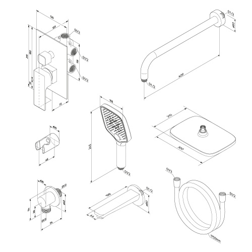 картинка 953510300 Gala встраиваемая душевая система со смесителем и изливом, чёрный от магазина Сантехстрой
