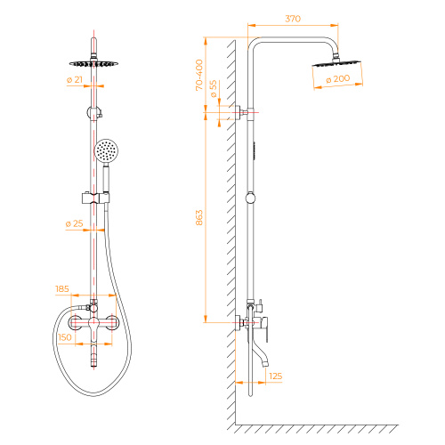 картинка Душевая стойка RGW SP-24B от магазина Сантехстрой