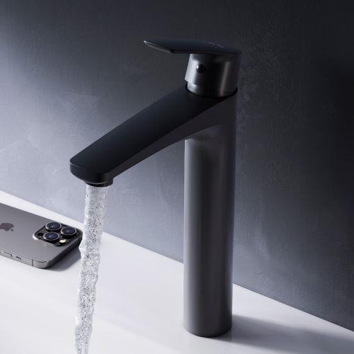 картинка F90A92022 Gem, смеситель для умывальника высокий, черный, шт. от магазина Сантехстрой