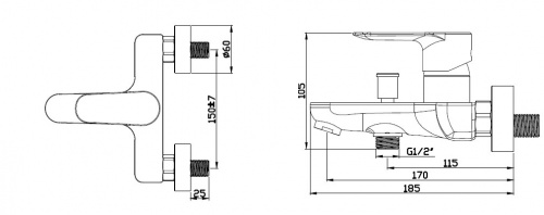 фото смеситель для ванны с коротким изливом azario leya, хром (az-15920501)