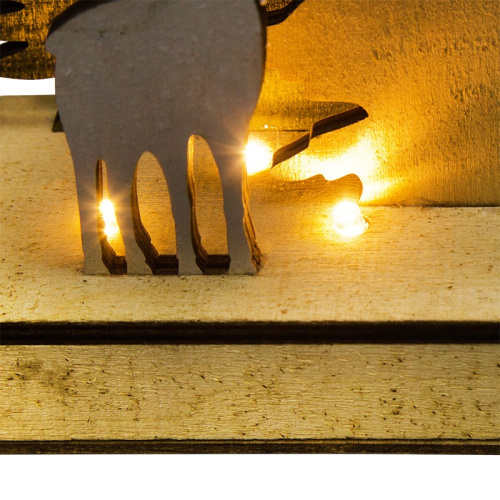 картинка Деревянная фигурка с подсветкой Елочка с оленем 12x6x21,5 см от магазина Сантехстрой