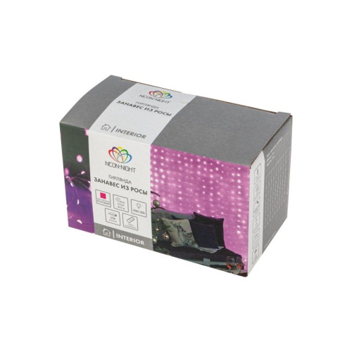 картинка Гирлянда Светодиодный дождь из росы 3х3 м,  розовый,  USB + пульт управления NEON-NIGHT от магазина Сантехстрой