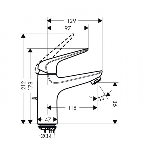 картинка HG Novus Cмеситель для раковины 100 на 1 отв. с донным клапаном, излив 118мм, h98мм, цвет: хром от магазина Сантехстрой