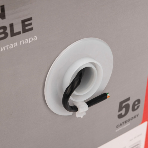 картинка Кабель витая пара U/UTP,  CAT 5e, PE,  4PR,  24AWG, OUTDOOR, SOLID,  черный,  305 м,  REXANT от магазина Сантехстрой