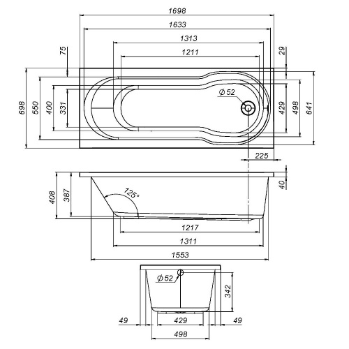 картинка W88A-170-070W-P X-Joy, панель фронтальная для ванны А0 170х70 см, шт от магазина Сантехстрой