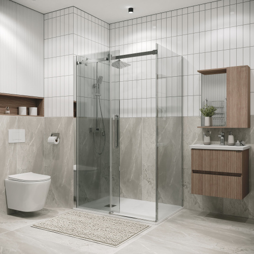 картинка Душевая перегородка 200.K33.04.80.10.00 Classic (80*195) хром, стекло прозрачное, 1 место от магазина Сантехстрой