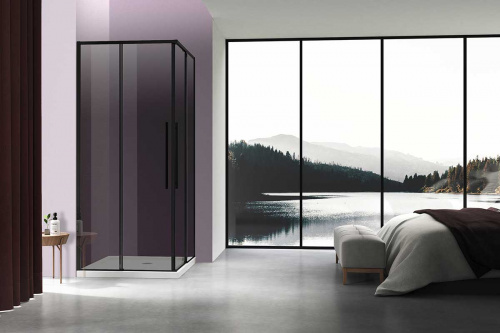 картинка Душевой уголок Slim-N VSS-4SN8010CGB, 1000*800, черный, стекло тонированное от магазина Сантехстрой