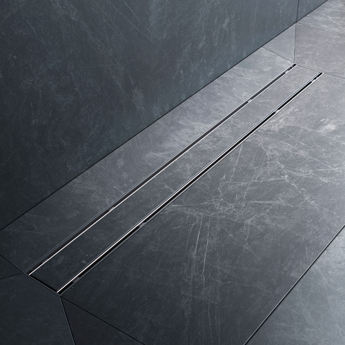 картинка W02SC-U11-080-04SB PrimeFlow Трап для душа линейный универс затвор Tile 80см цвет сталь мат от магазина Сантехстрой