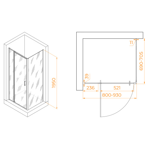 картинка Душевой уголок RGW PA-078 (PA-008 + Z-050-2)  80* 70*195 профиль Хром стекло Прозрачное от магазина Сантехстрой