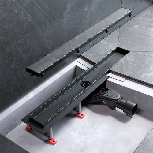картинка W01SC-U11-060-04BM MasterFlow Трап для душа линейный универс затвор Tile 60см цвет черн мат от магазина Сантехстрой