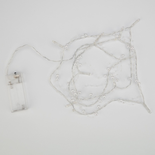 картинка Гирлянда светодиодная Жемчужинки 1,5 м,  10 LED,  прозрачный ПВХ,  цвет свечения теплый белый,  2 х АА (батарейки не в комплекте) NEON-NIGHT от магазина Сантехстрой