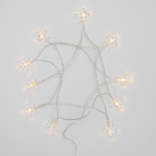 картинка Гирлянда светодиодная Звездочки 1,5 м,  10 LED,  прозрачный ПВХ,  цвет свечения теплый белый,  2 х АА (батарейки не в комплекте) NEON-NIGHT от магазина Сантехстрой