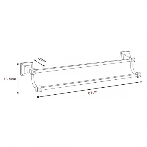 картинка Полотенцедержатель трубчатый AZARIO ALTRE двойной 60 см, черный матовый (AZ96002BB) от магазина Сантехстрой