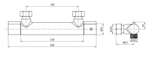 фото 776000000 jupiter, термостатический смеситель для душа, хром