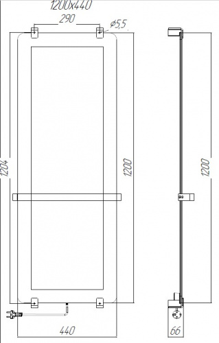картинка Полотенцесушитель электрический Allen Brau Infinity 120x44 с рейлингом 2.0 и креплением, серебро браш от магазина Сантехстрой