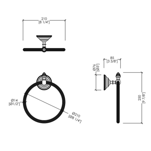 картинка Devon Black Diamond Полотенцедержатель - кольцо, декоративные элементы черного цвета ,цвет хром от магазина Сантехстрой