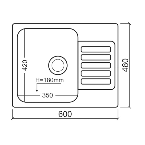 картинка Кухонная мойка Reflection Prima 60 RF0460GR Серая от магазина Сантехстрой