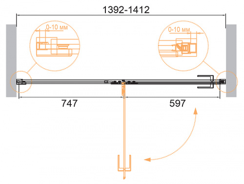 картинка Душевая дверь Cezares Bellagio 140 BELLAGIO-B-12-140-C-BORO профиль Золото брашированное стекло прозрачное от магазина Сантехстрой