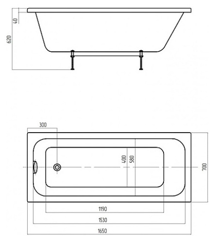 картинка Ванна акриловая AZARIO BELLA прямоугольная 165*70 см (AV.0020165) от магазина Сантехстрой
