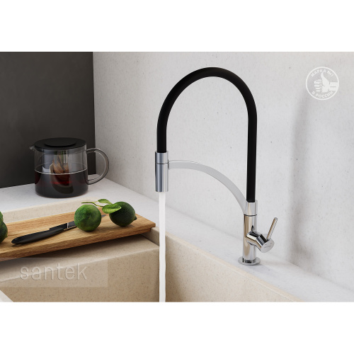картинка Смеситель для кухни Santek Брукс с гибким изливом, керамический картридж, хром (WH5A45013C001) от магазина Сантехстрой