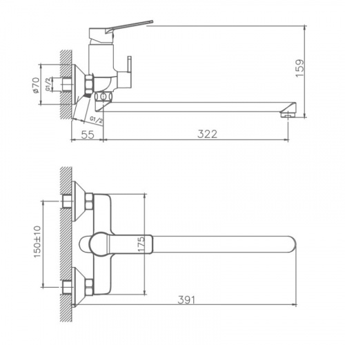 картинка Смеситель для ванны Haiba (HB22559) от магазина Сантехстрой