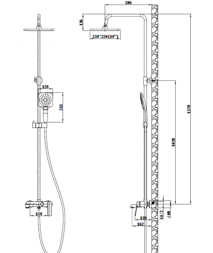 картинка Душевая система ESKO Singapore black со смесителем (ST300BL) от магазина Сантехстрой