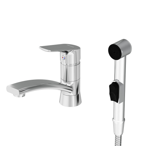 картинка 770230001 Jupiter, смеситель с поворотным изливом и гиг. душем, хром от магазина Сантехстрой