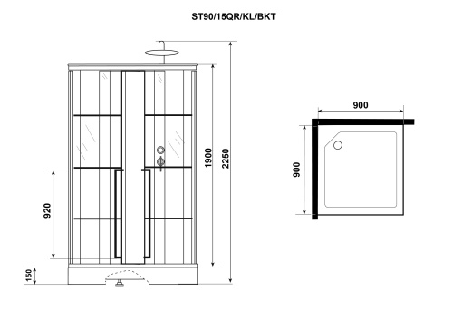 картинка Душ.каб. Niagara Standart ST90/15QR/KL/BKT (900х900х2250) 3 места от магазина Сантехстрой