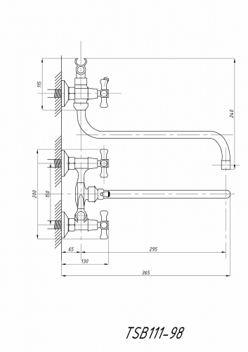 картинка Смеситель для ванны с душем TSARSBERG (TSB-111-98) тип См-ВУДРНШлА от магазина Сантехстрой
