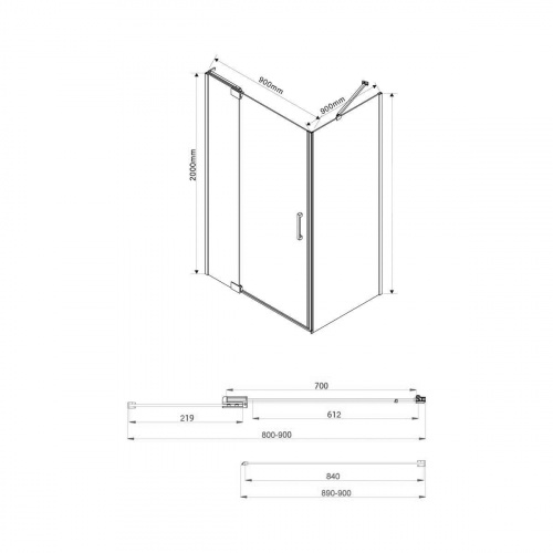 картинка Душевой уголок Extra VSR-1E809090CL 800/900*900, хром, стекло прозрачное от магазина Сантехстрой