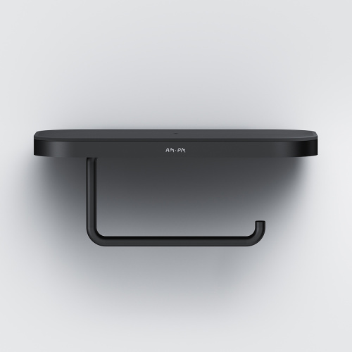 картинка Держатель туалетной бумаги AM.PM Func A8F341422 с полкой Черный матовый от магазина Сантехстрой