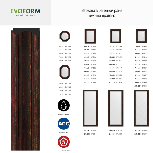 картинка Зеркало настенное Octagon EVOFORM в багетной раме тёмный прованс, 79,2х79,2 см, BY 3828 от магазина Сантехстрой