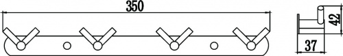 картинка Планка с крючками (4 крючка) Savol (S-007224C) от магазина Сантехстрой