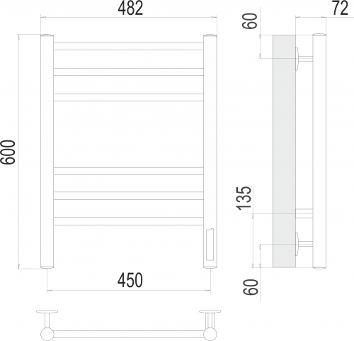 картинка Полотенцесушитель Terminus Аврора П6 450х600 электро КС 9003 матовый от магазина Сантехстрой